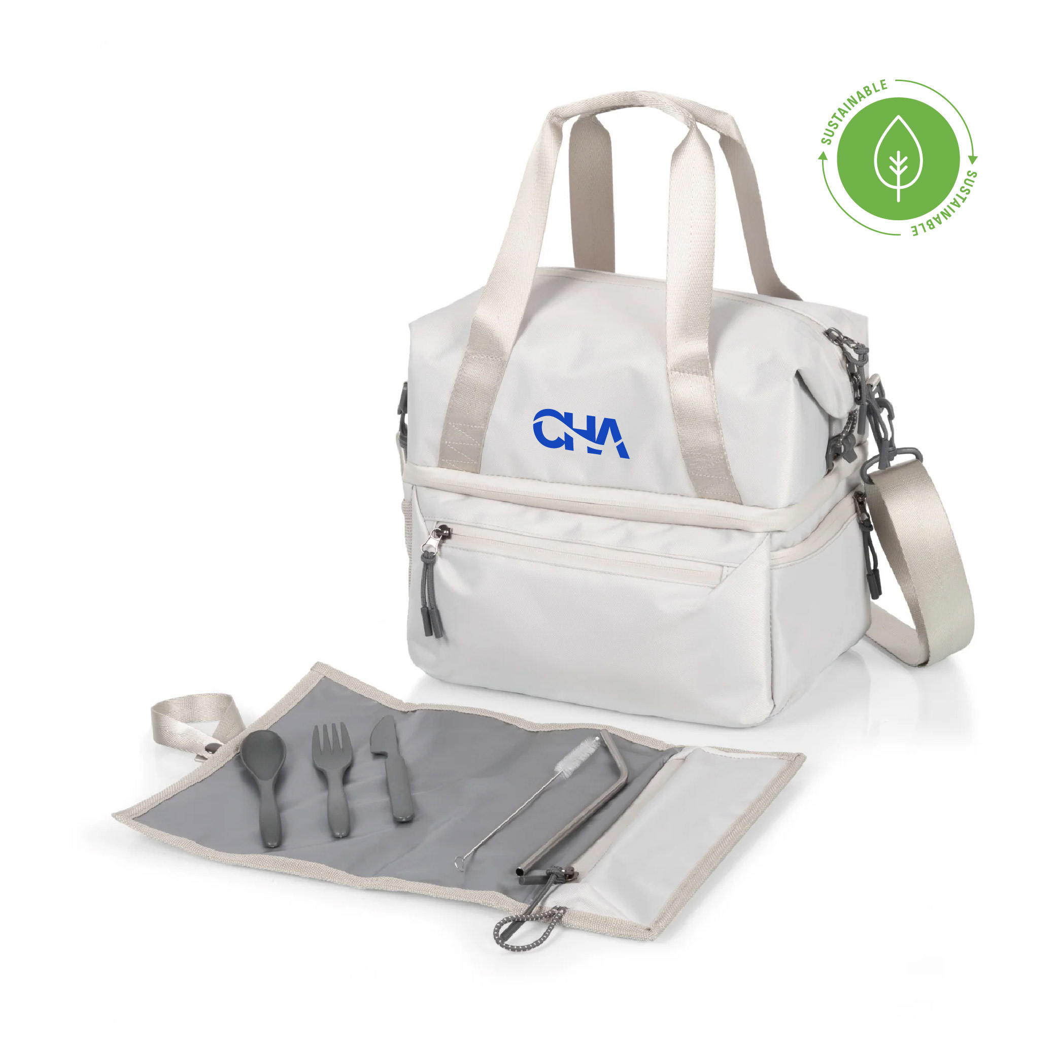Tarana Recycled Lunch Bag Cooler with Utensils - Halo Grey